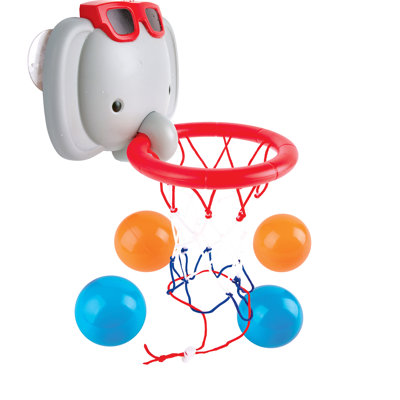 Hape: Bath Basketball Elephant Pal - Jeu de tir de baignoire, comprend 4 balles souples flottantes, jouet pour l'heure du bain, bébé, tout-petit et enfants de 18 ans et plus