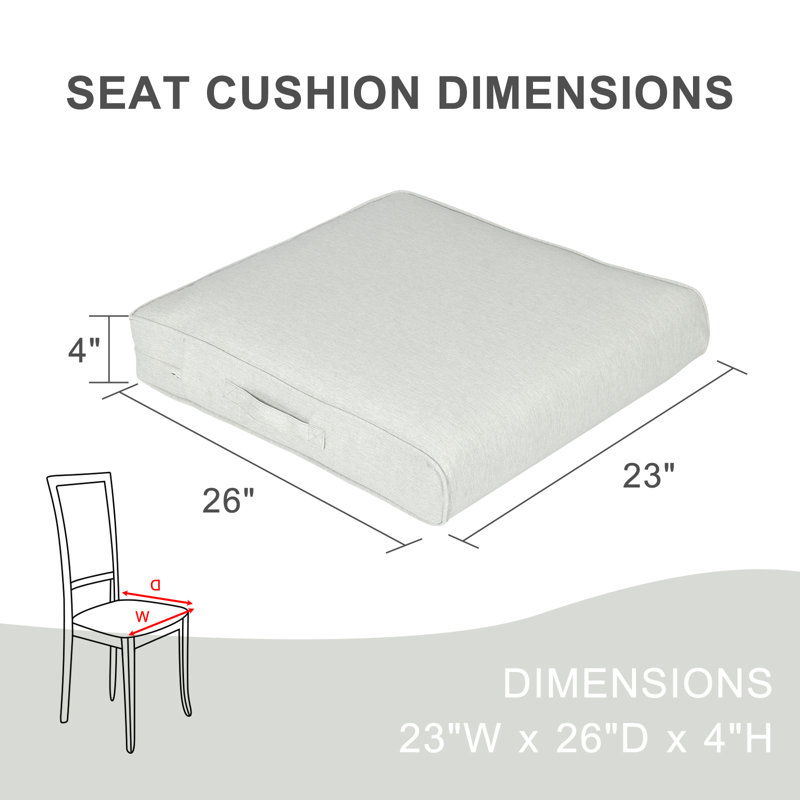  Patio Chair Cushions Set, Gris clair, L 23 po x P 26 po