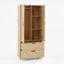 Armoire 2 portes en bois avec tringle, tiroirs, lumière à induction et miroir pour le rangement et l'organisation de la chambre à coucher