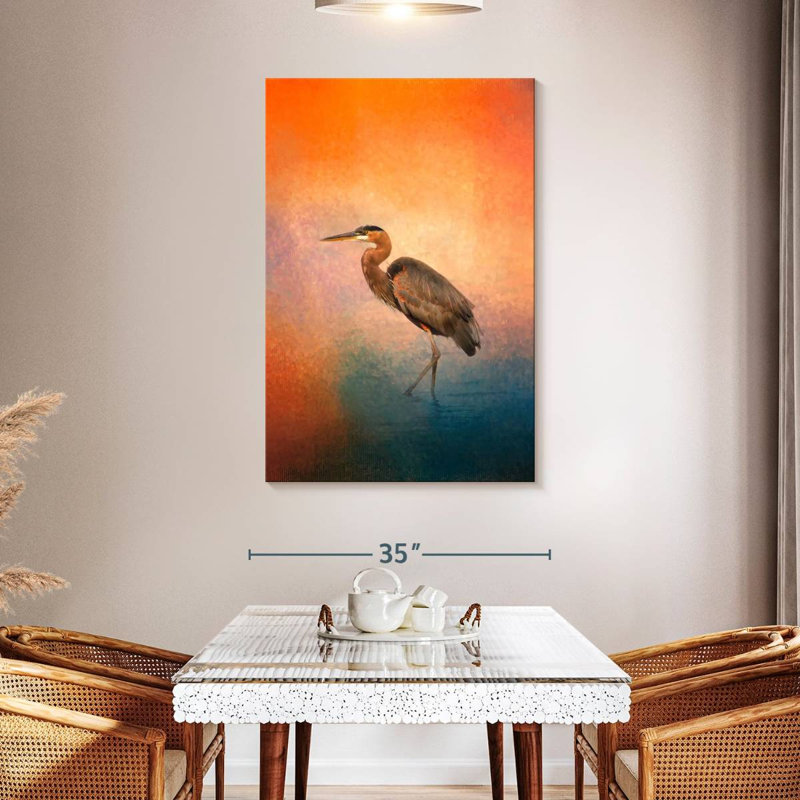 Brampt Sunset Heron, 48" H x 32" W