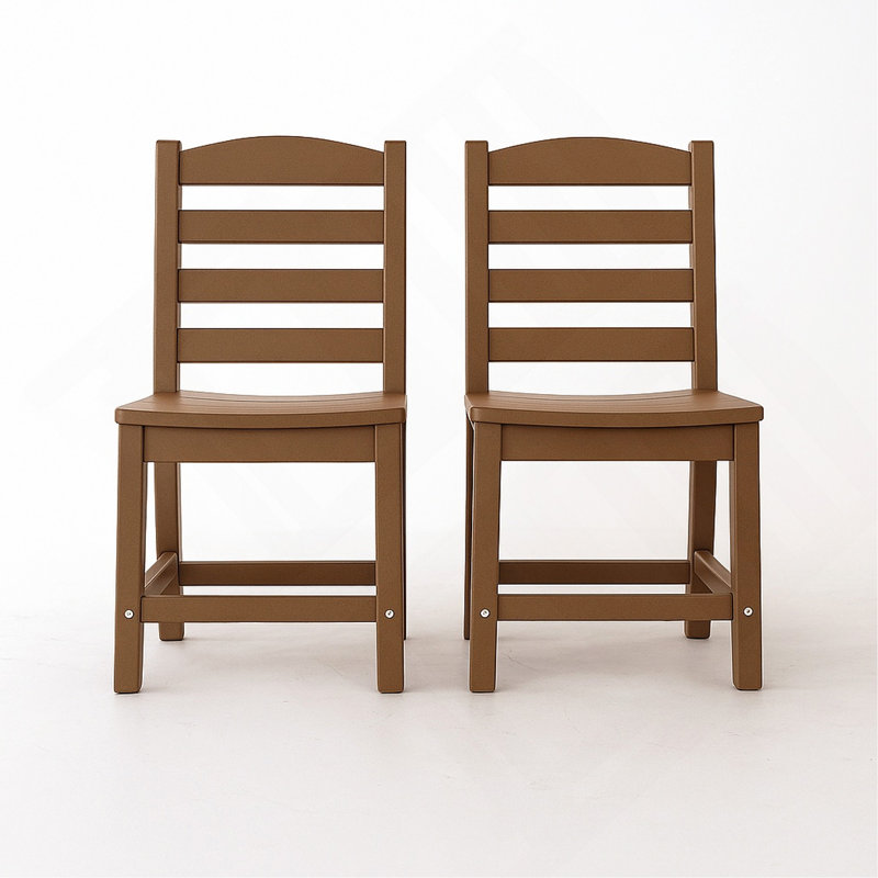 Ensemble de 2 chaises d'extérieur brun sans accoudoirs - Matériau PEHD, Brun
