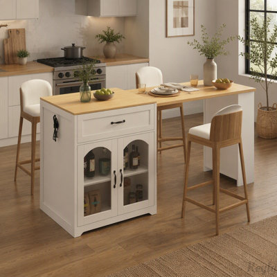Table de comptoir extensible avec prise de courant et rangement