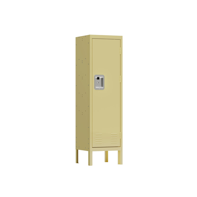 Armoire de rangement 1 porte en métal de style rétro - 1 pièce, Jaune