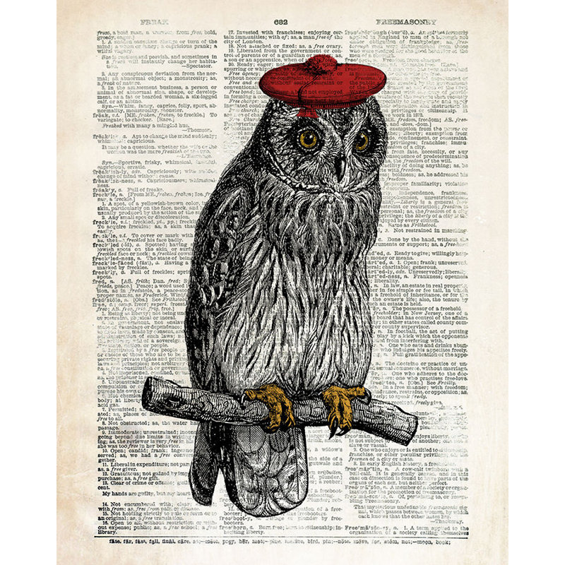 Hipster Owl Print by Michelle Bennett, Glass Coat