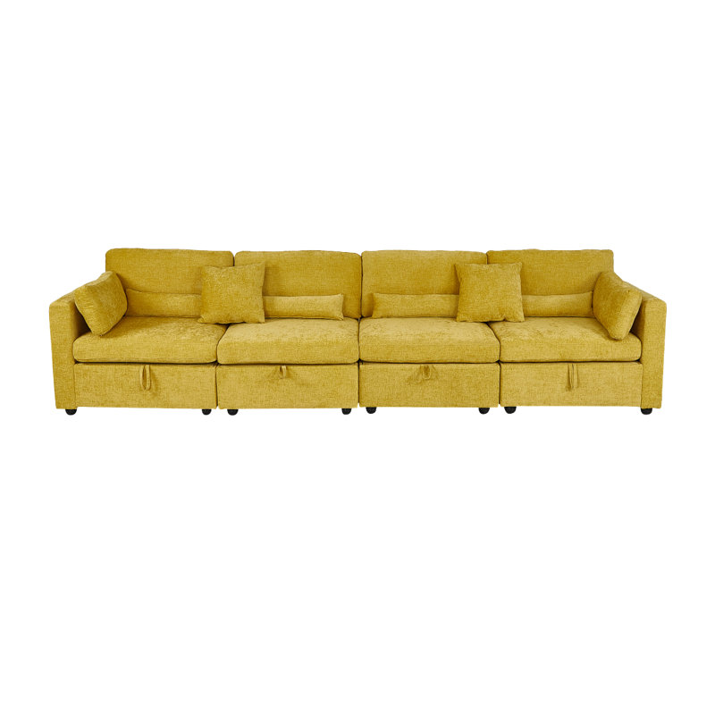 YR2169YE-4P, gauche, droite, bras, 2MD, Jaune, 38.24" H x 124.85" W x 34.3" D