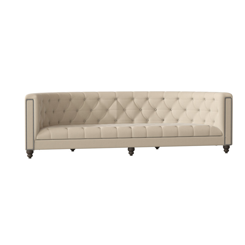Sarah Sofa, M9463 Tangerine, Shiny Nickel, Brown Mahogany