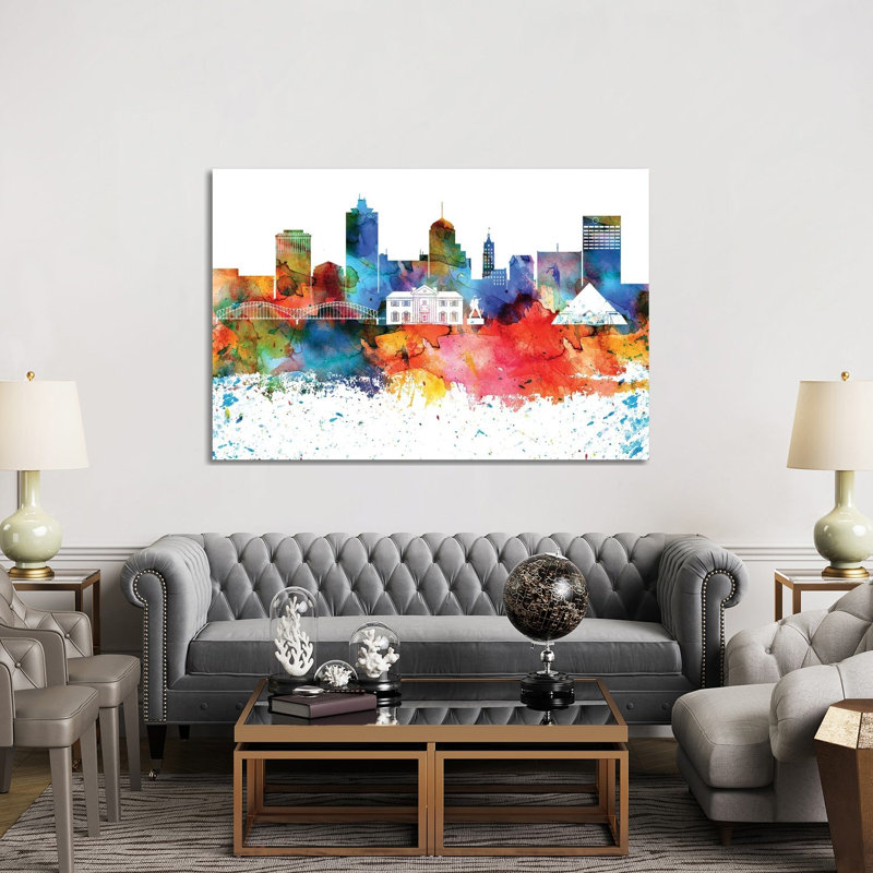 Memphis Skyline 1 Piece Wrapped Canvas Painting, 152.5 cm H x 101.5 cm W