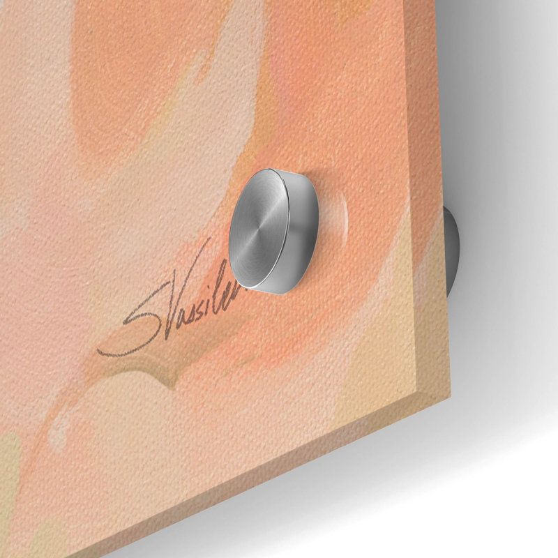 «Peach Pink Floral» par Silvia Vassileva, art mural en verre acrylique, H 24 po x l 36 po