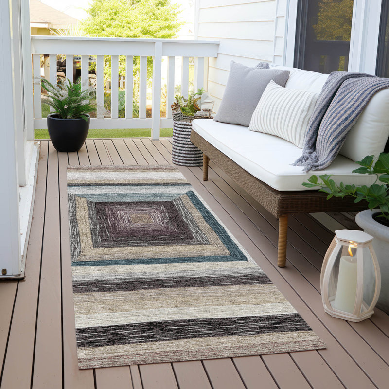 Machine Washable Indoor/Outdoor Xhevrie Beige Rug, Runner 2'3" x 7'6"