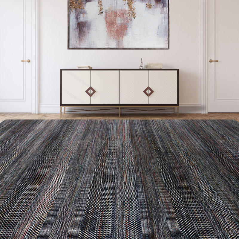 Area Rug in Black/Gray/Navy, Rectangle 4' x 6'