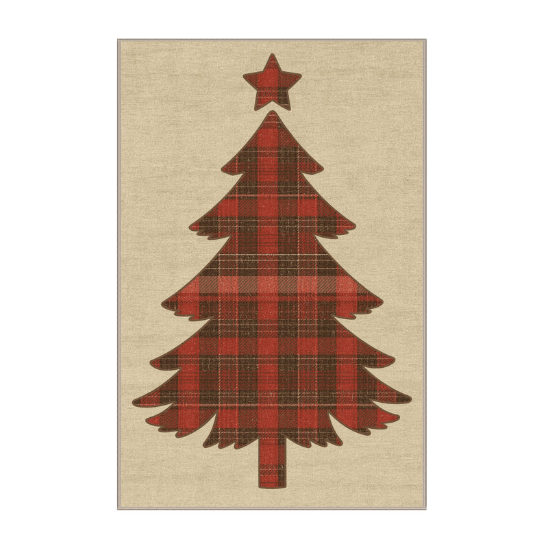 Soft Plush Finnell Christmas Modern & Contemporary Abstract Area Rug in Beige – Beige Binding, 4x6