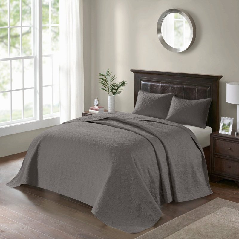 Ensemble de couvre-lit réversible matelassé en coton couleur crème, format king, King Bedspread + 2 Shams, Cream