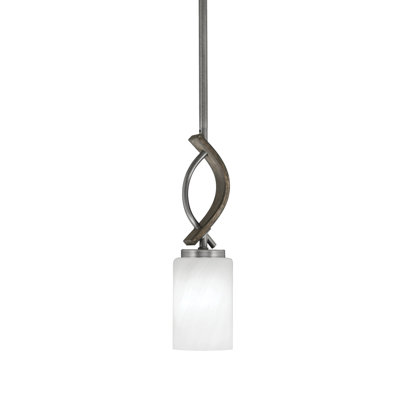 Mini-luminaire suspendu avec tige Hallmann avec verre de marbre blanc de 4 po