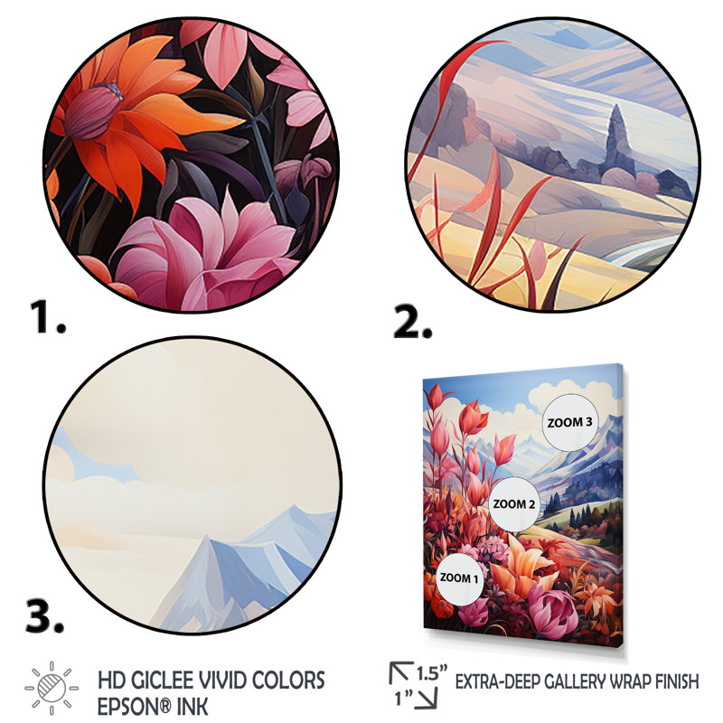 "Paysage romantique majestueux pics 1", H 40 po x l 30 po x P 1,5 po, Toile tendue