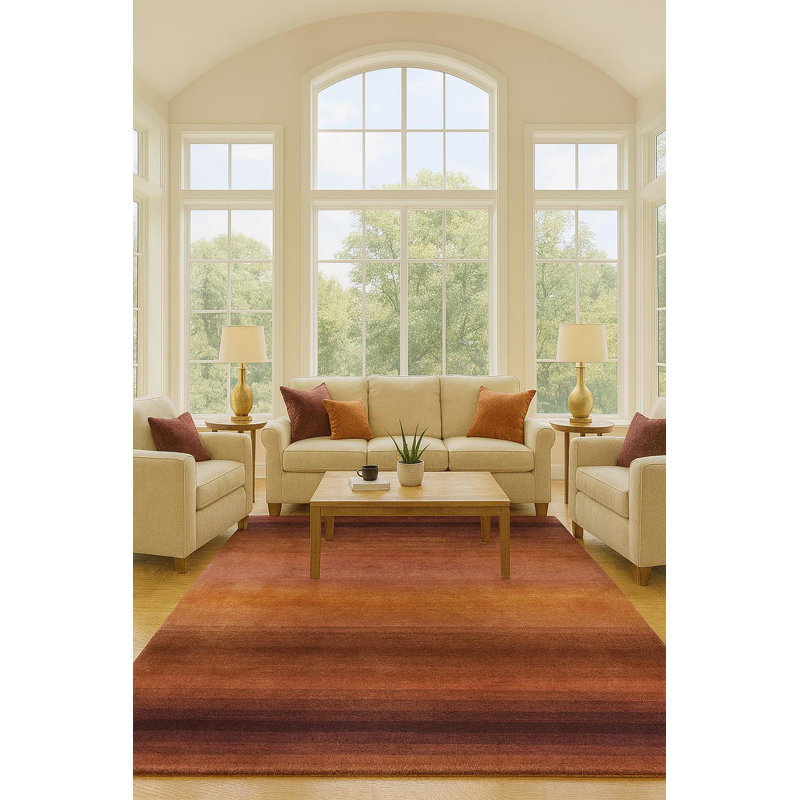 Tapis moderne en laine fabriqué à la main, Rectangle 9 pi 6 po x 13 pi 6 po