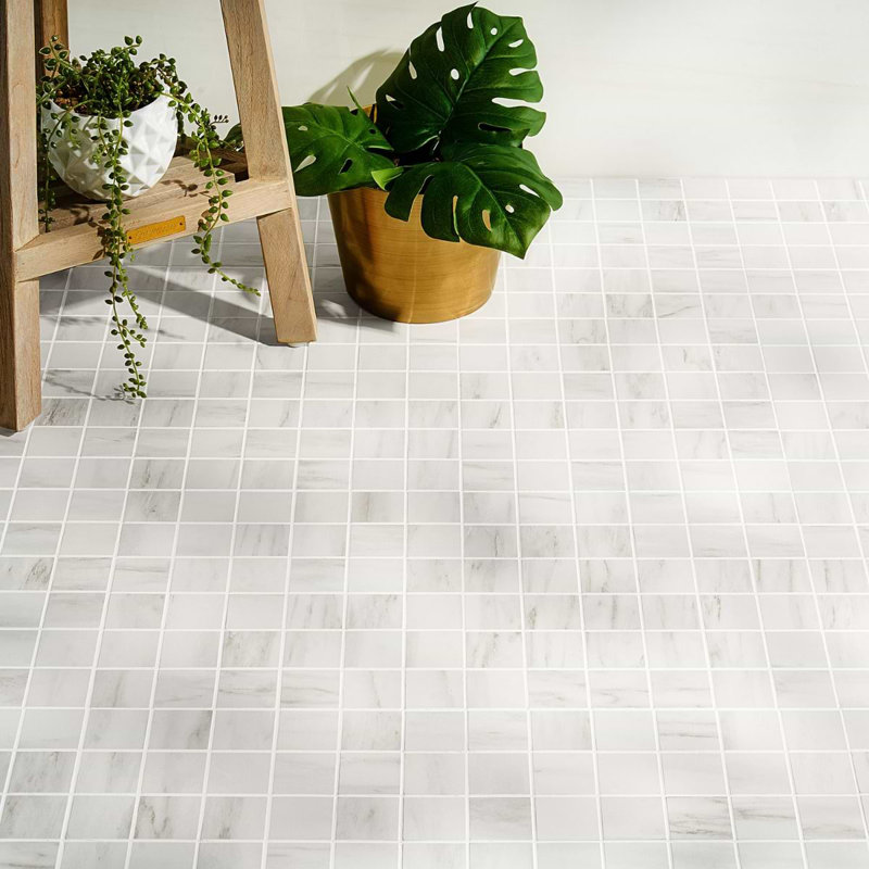 Dreamstone 2X2 Matte Porcelain Mosaic, Dolomite Snow Matte