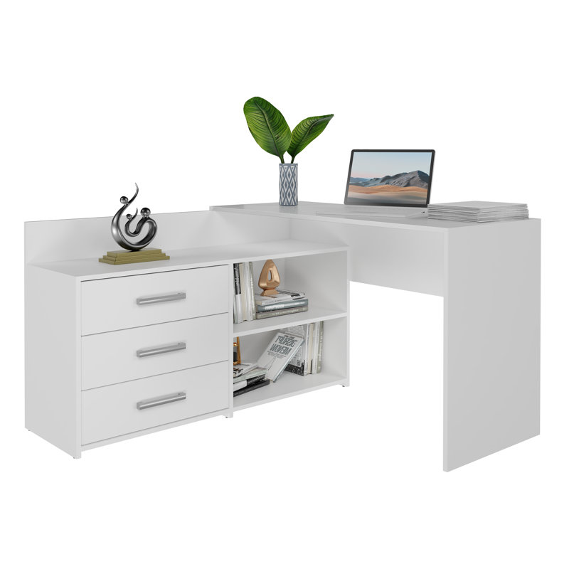 L-Shaped Computer Desk, White