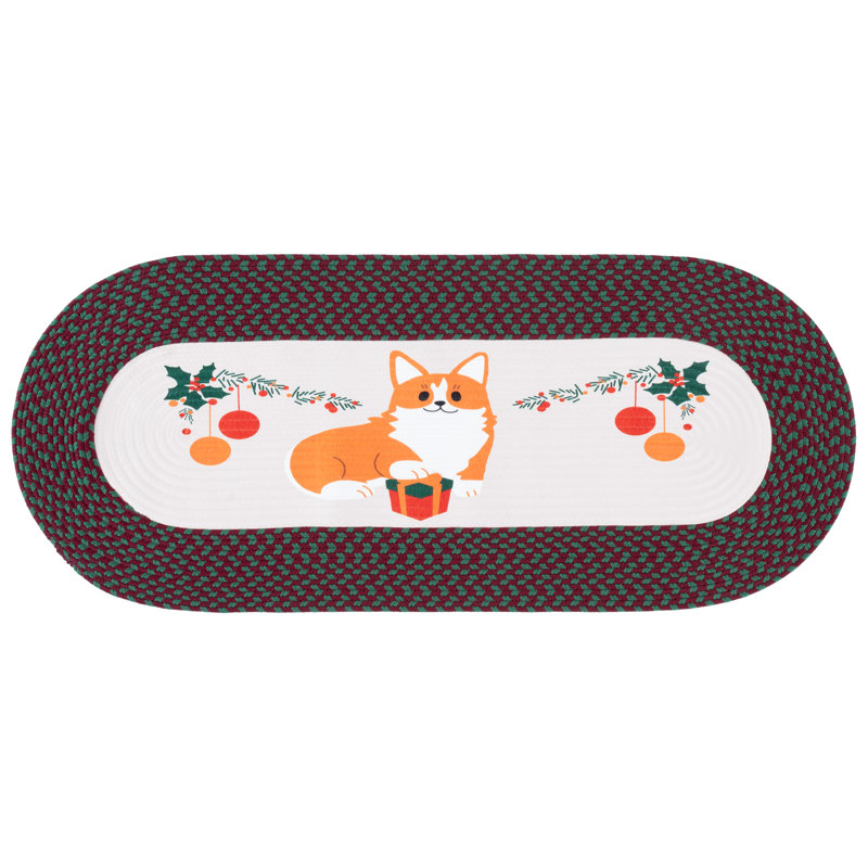Tapis tressé à la main tissé à la main 105 pièces, Ovale 1 pi 8 po x 3 pi