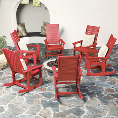 Hdpe Outdoor Rocking Adirondack Chair (Set Of 6) by Red Barrel Studio