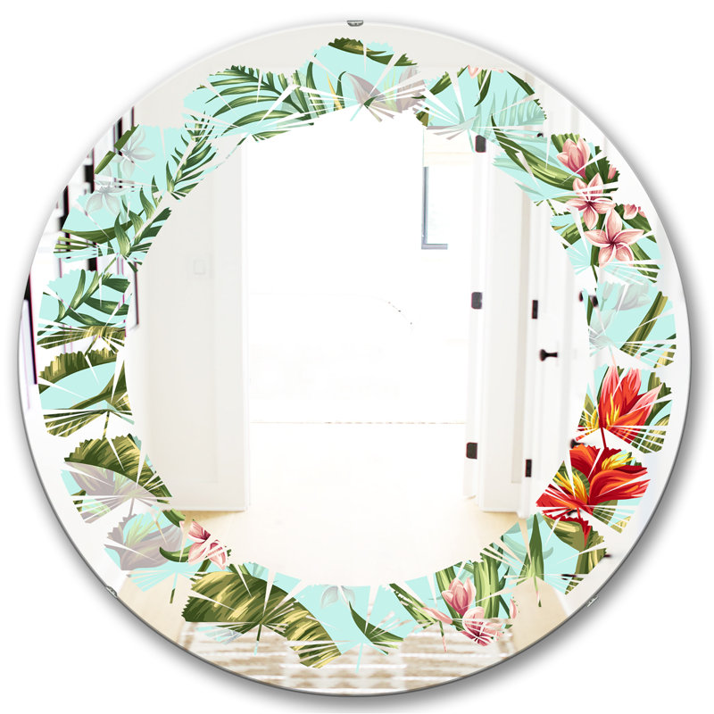 Leaves Foliage II Coastal Frameless Wall Mirror, 31.5" x 31.5" 