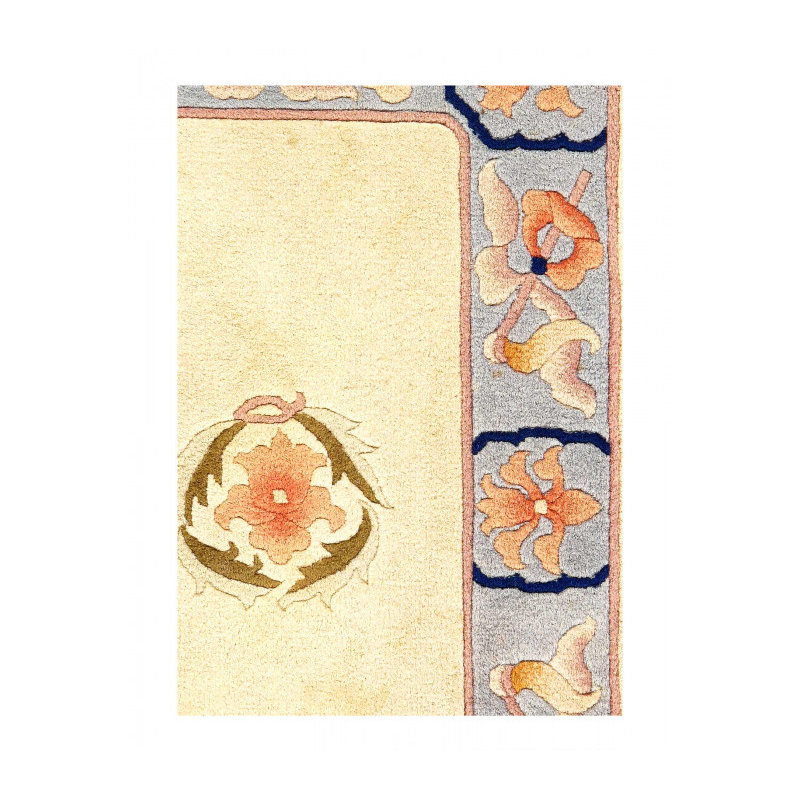 Tapis en laine d'agneau unique 2 pi 11 po x 1 pi 11 po Jaliea Ivoire