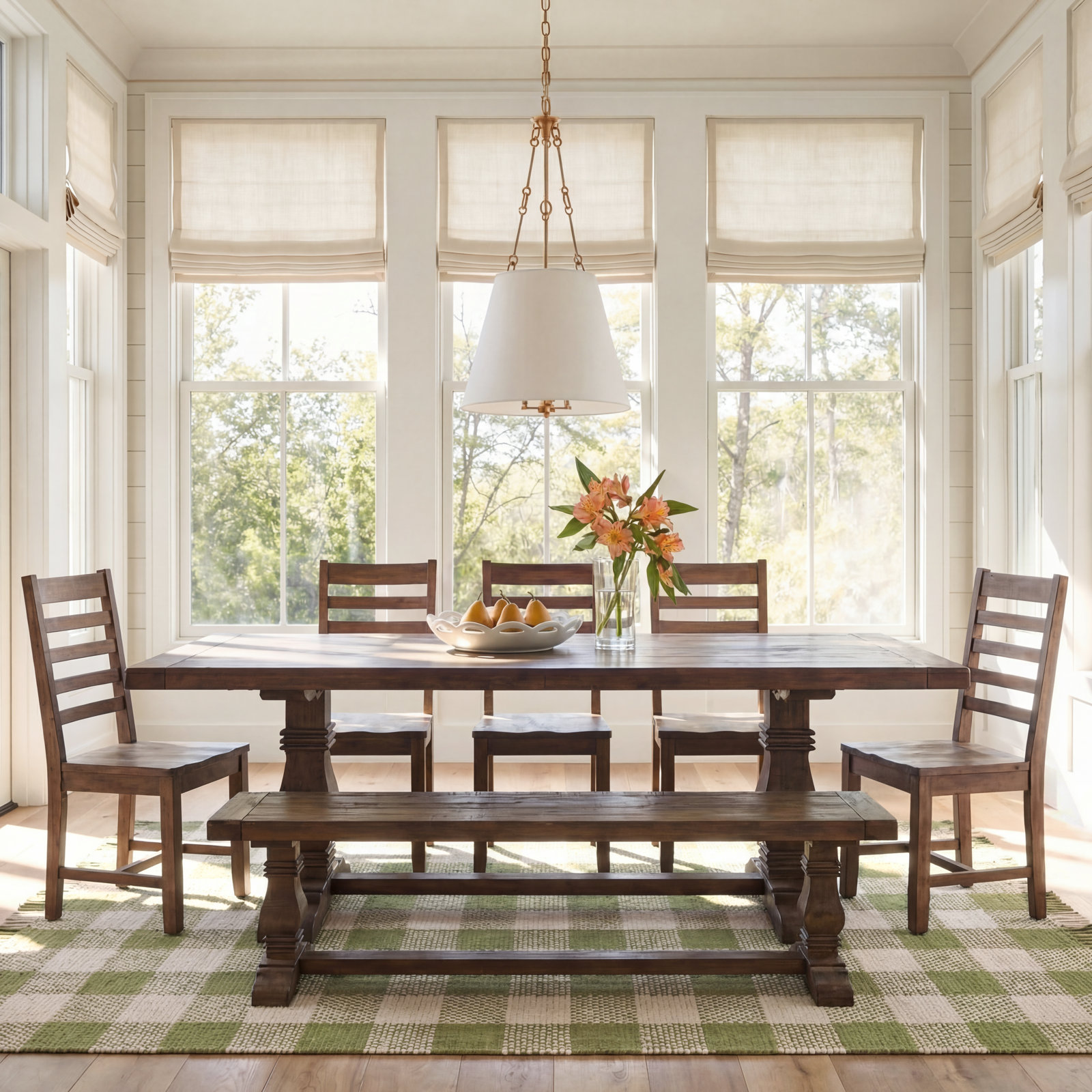 Kinston Dining Bench, Distressed Brown, 18" H x 83" W x 16"D