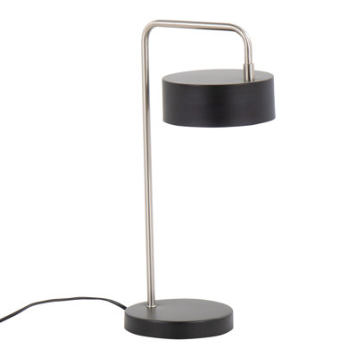 Lampe de table contemporaine en nickel et métal noir par Lumisource