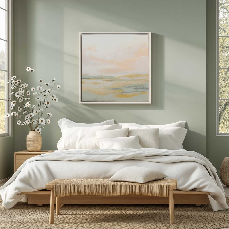 «Pastel Fields of Light II», reproduction sur toile, Cadre flottant en chrome poli, H 12,75 po x l 12,75 po x P 1,75 po, 1
