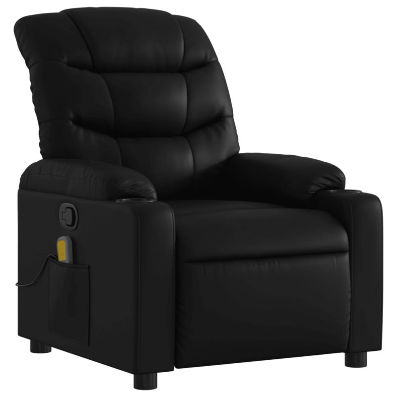  Fauteuil inclinable de massage en similicuir noir, métal, contreplaqué simple
