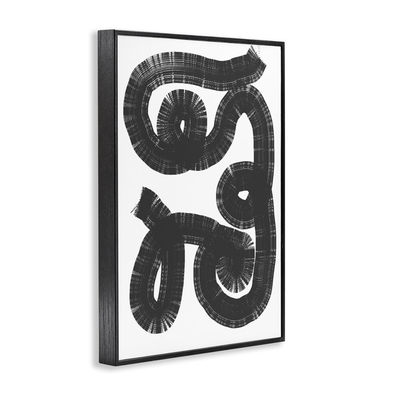 Estampe numérique en spirale noire et blanche, design par Anna Lischenko, Giclée encadrée noir minuit, H 24 po x l 16 po