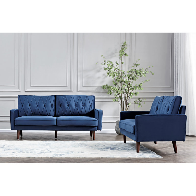 Ensemble de salon 2 pièces Degrange, Bleu foncé