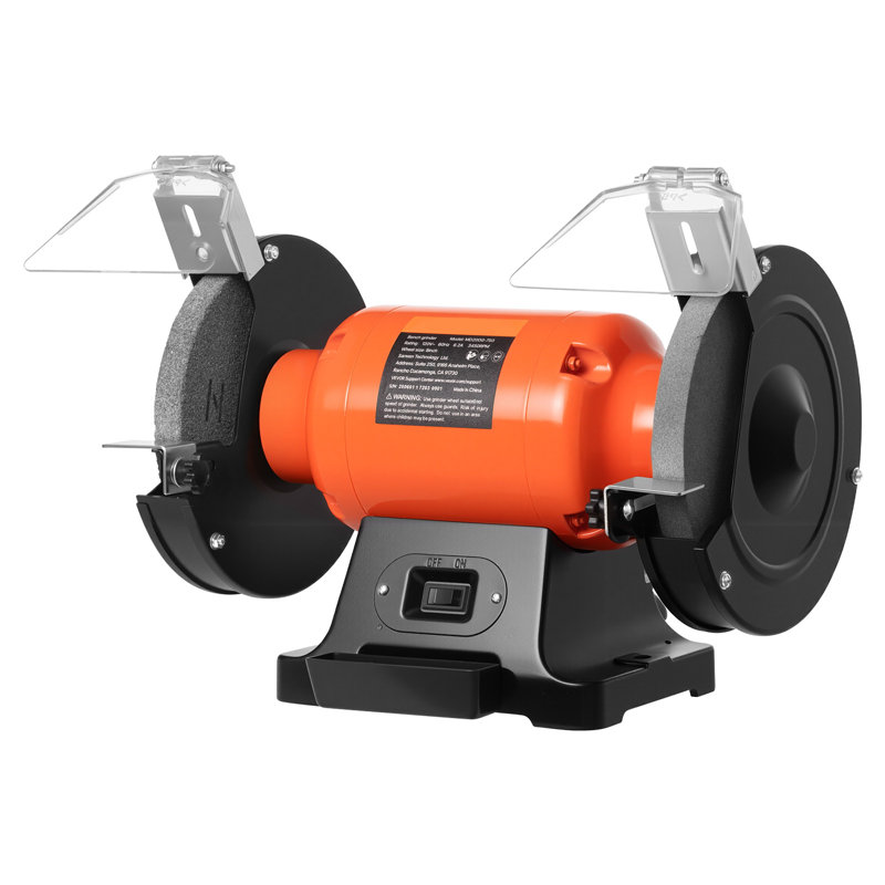 Meuleuse d'établi, meuleuse d'établi à une vitesse de 8 pouces, meuleuses de table à grande vitesse 3450 tr / min avec moteur à induction de 750 W 6,2 A, meule à grain 36/60 et bouclier oculaire réglable pour un affûtage rapide