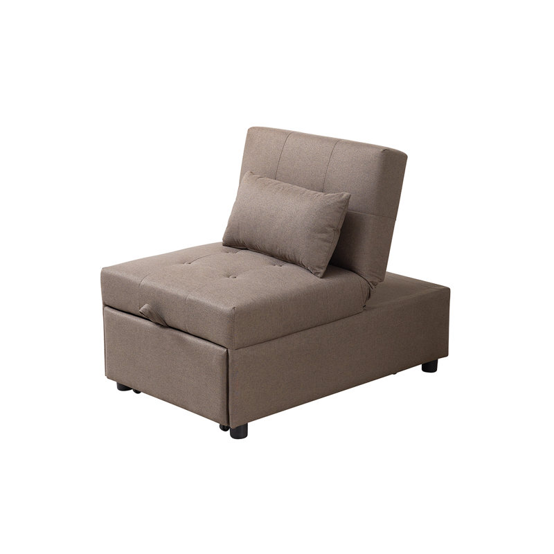 Mykita Multi-Function Ottoman, Sofa Bed Sleeper, Convertible Chair, Brown Cotton Blend