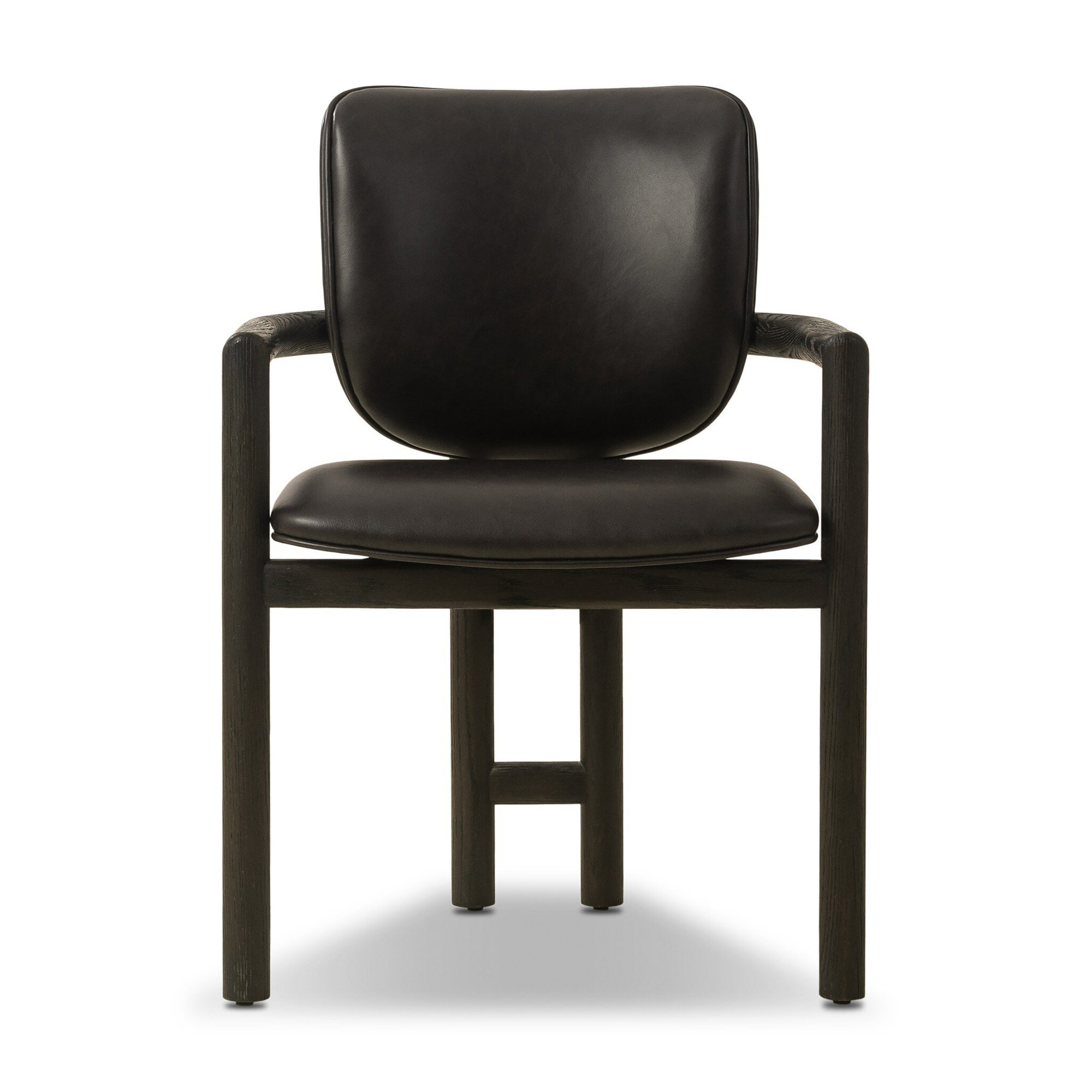 Kosta Leather Upholstered Back Arm Chair, Dark Anthracite Oak, Sonoma Black