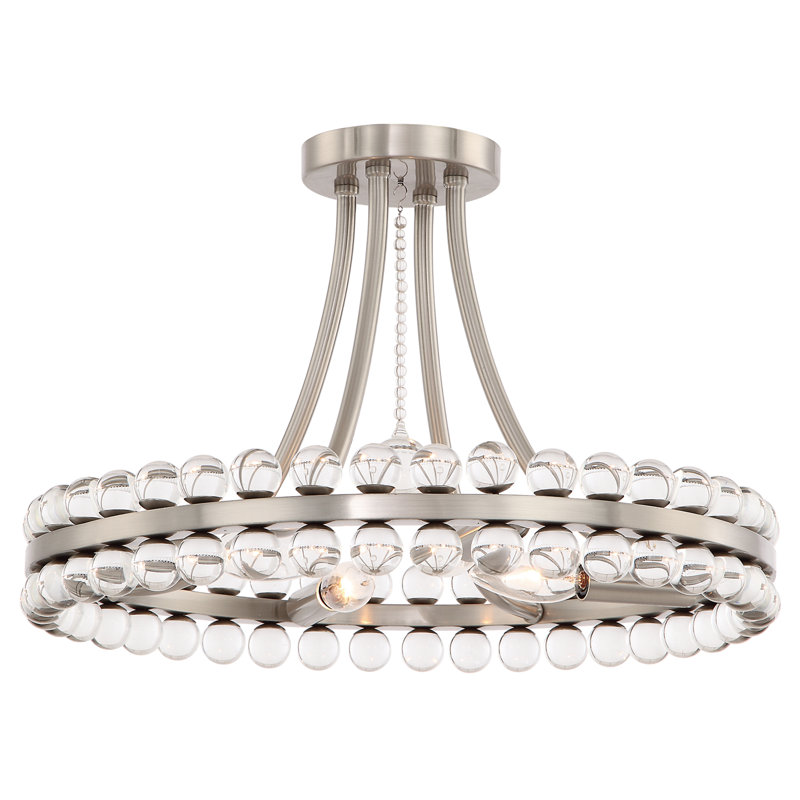Plafonnier semi-encastré 4 lumières 18 po Cassian, Nickel brossé