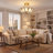 4-Light Brass Lotus Semi-Flush Mount Ceiling Light