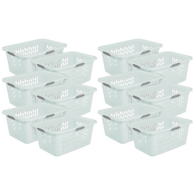 Sterilite Laundry Basket, 2 Bushel Plastic Hamper with Handles, 12 Pack