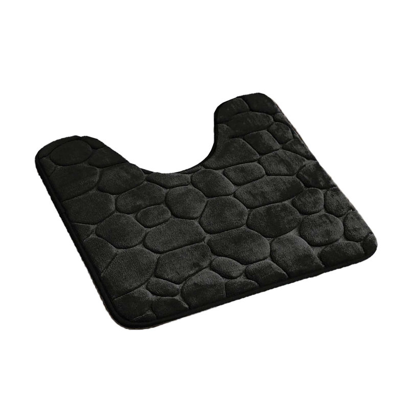Black Memory Foam 3D Pebble Contour Bath Rug 20" x 20"