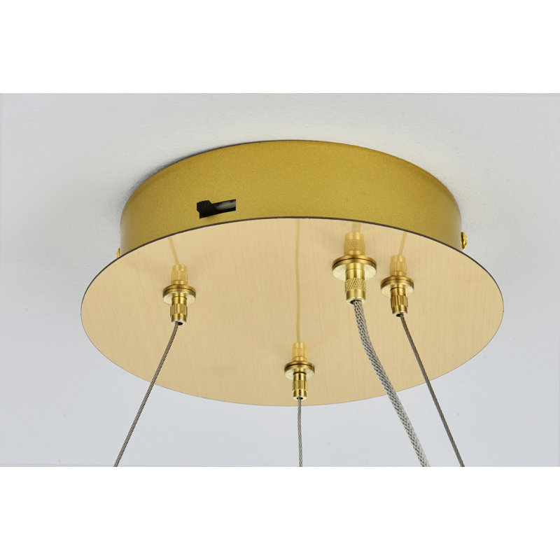Lustre rond / ovale à intensité variable Brindalla, Or satiné, H 2,5 po x l 18 po x P 18 po