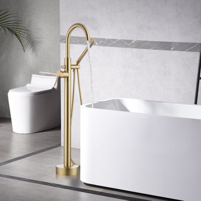 SUMERAIN Freestanding Bathtub Faucet, Floor Mount Tub Filler with Handheld Shower