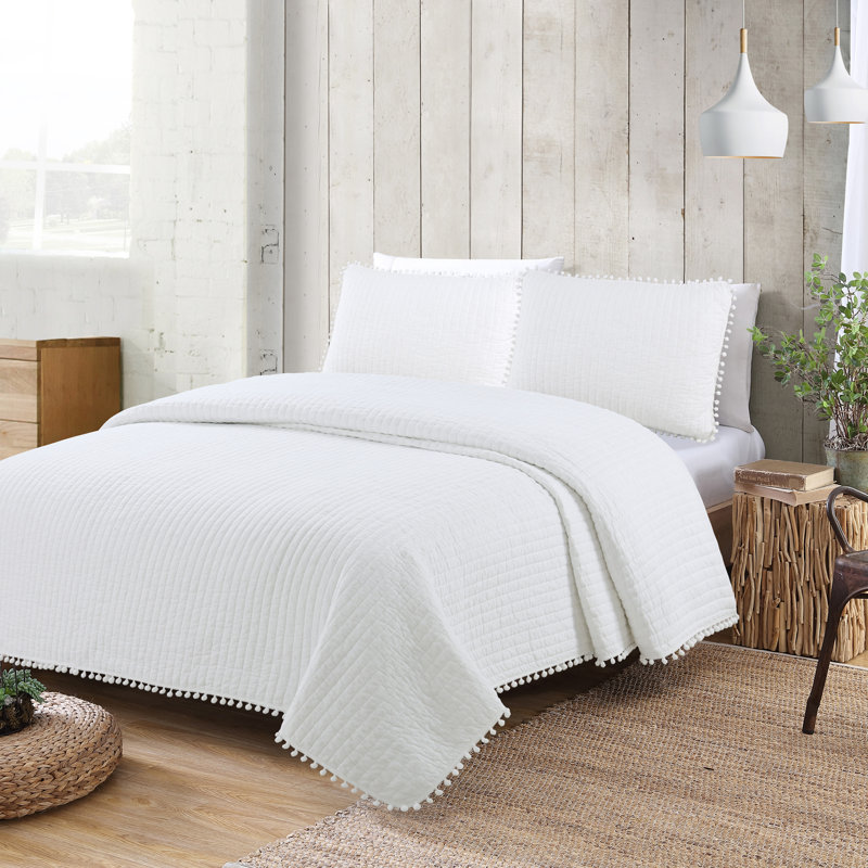 Estate Costa Brava Cotton Quilt, White, Full/Queen Quilt + 2 Standard Shams