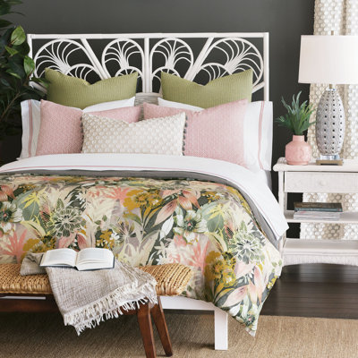 Felicity Modern & Contemporary 100% Linen Baffle Box Stitch Floral Comforter