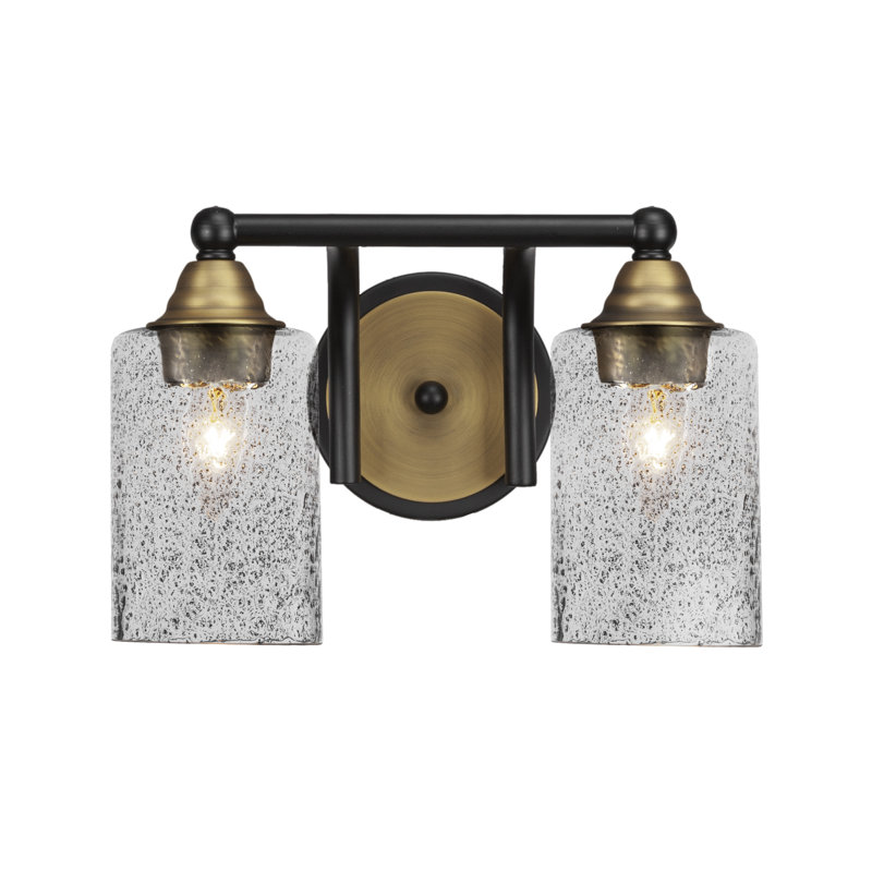 Michell 2-Light Bath Bar, Smoke Bubble, Matte Black/Brass