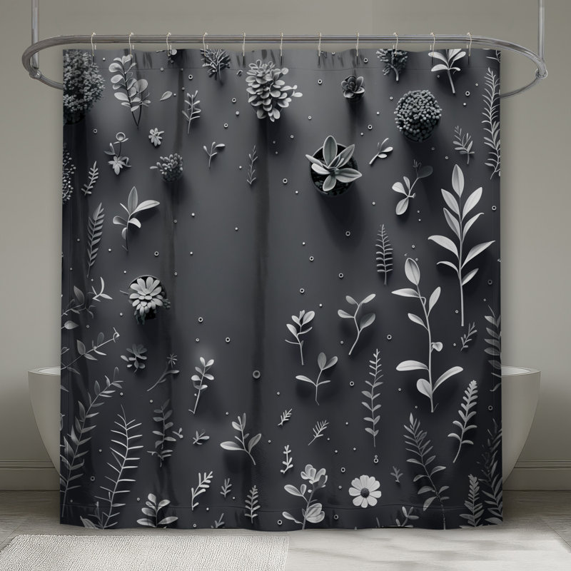 Rideau de douche succulent - Décoration florale de salle de bain minimaliste, 70in W x 72in H