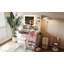 Meuble-lavabo avec comptoir en verre, 11 ampoules Hollywood, 3 modes d'éclairage, grand rangement et tabouret assorti pour la chambre à coucher