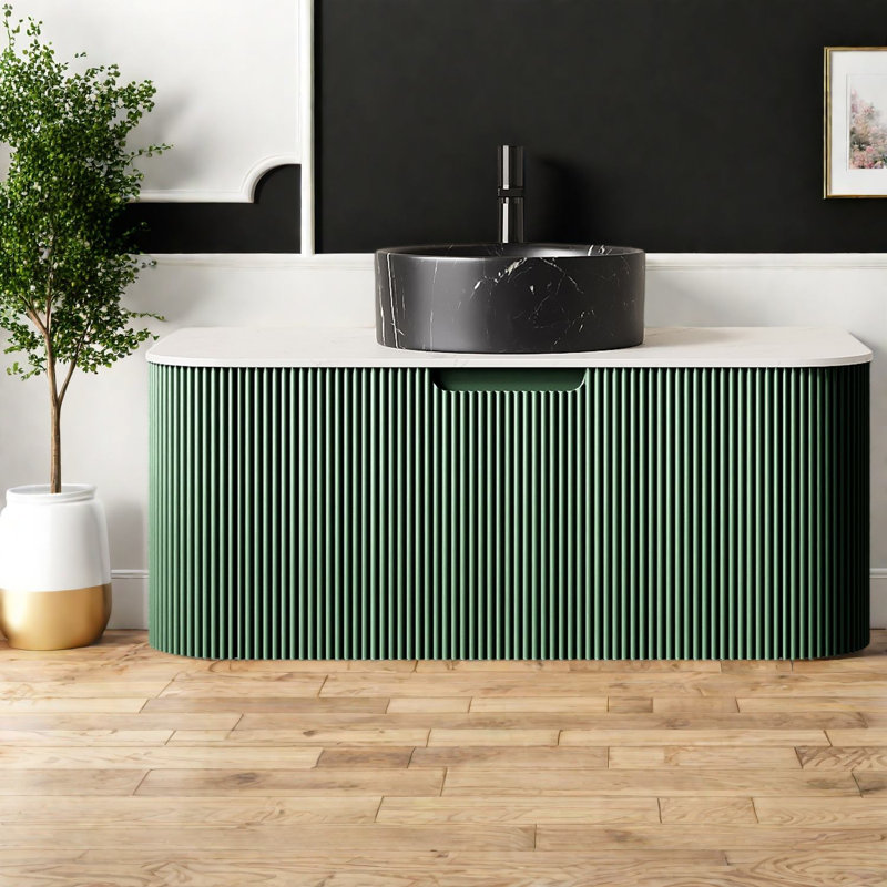 Meuble-lavabo moderne de 36 pouces (doit inclure le meuble-lavabo et le lavabo) avec rangement, contreplaqué, vert, maison