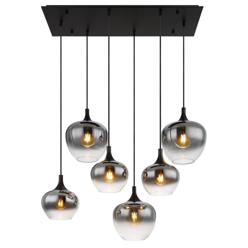 44.1 6 - Light Matte Black Pendant, Smoke colour