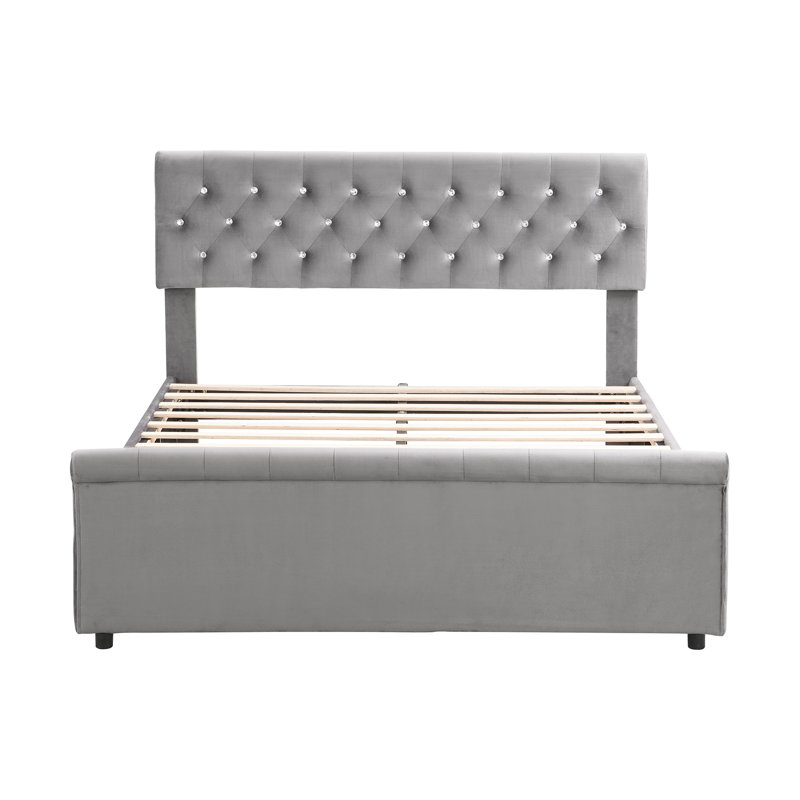 Farquhar Upholstered Storage Bed, European Double (140 x 200cm), Grey