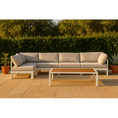 Canapé modulaire d'extérieur avec coussins 120 po Pacita