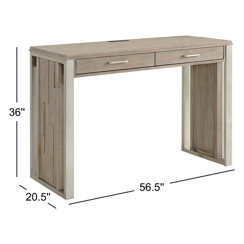 Bureau en bois massif avec prises Musso